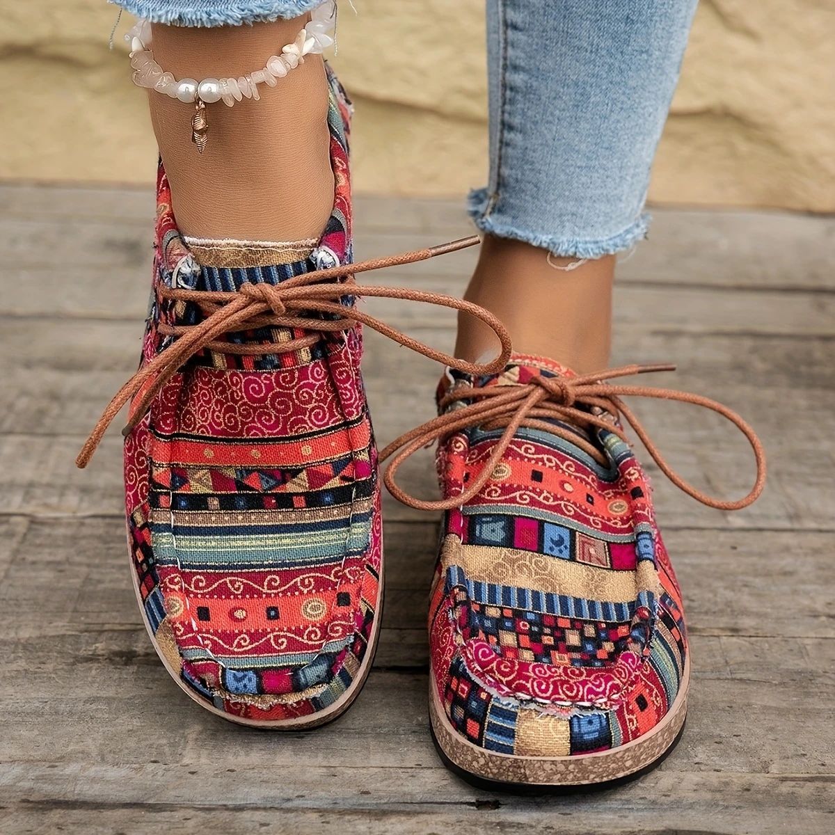 Thick-soled Large-size Colorful Casual Ethnic Retro Sneakers