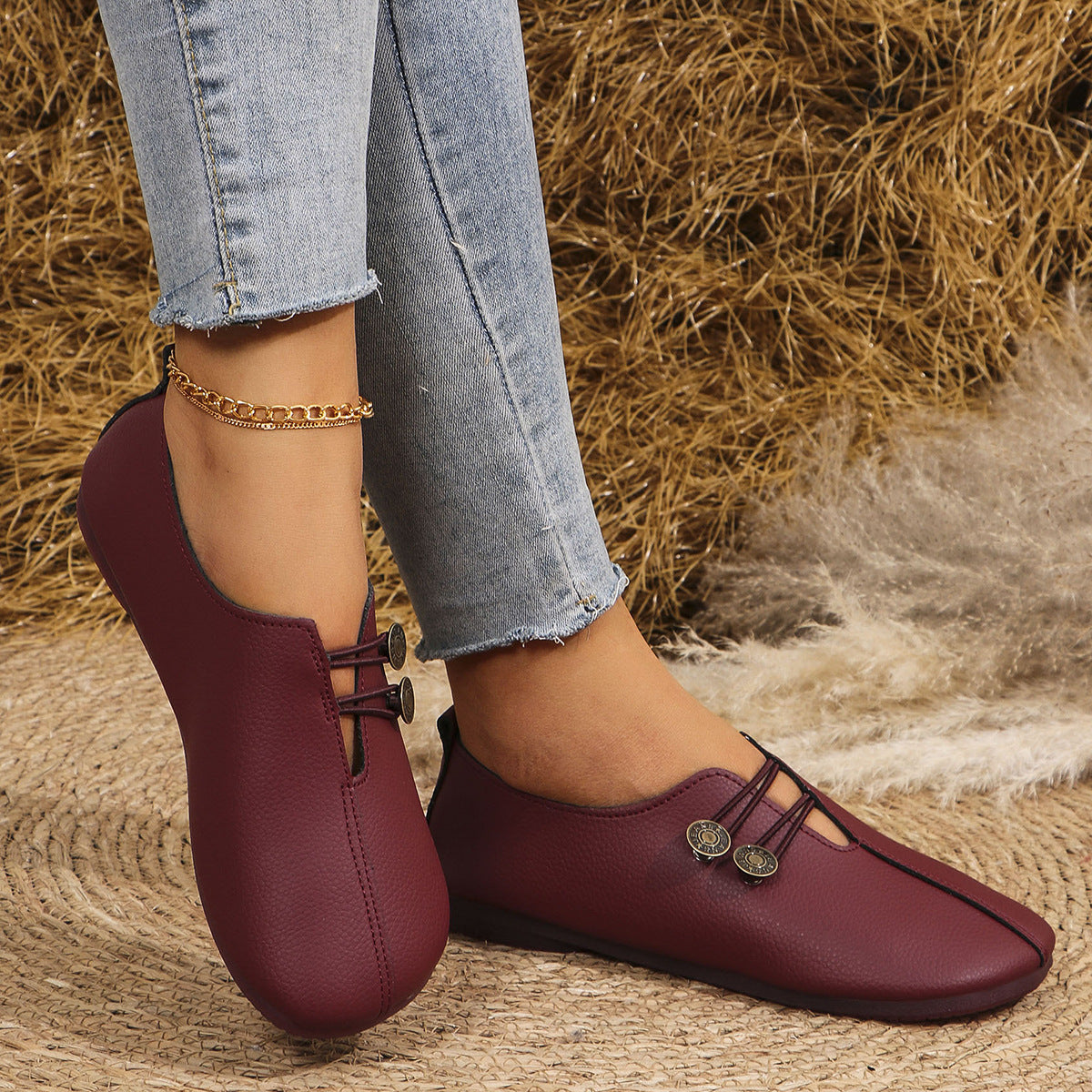 Ins Square Toe Slip-on Sandals Summer Fashion Soft Flat Shoes For Women