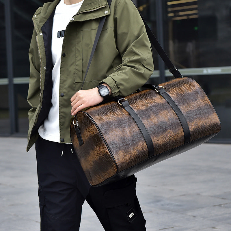 Men's Fashion Personalized Outdoor Sports Crocodile Pattern Travel Bag