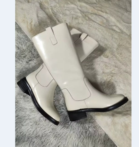 Autumn And Winter Low Heel Large Tube Circumference Boots