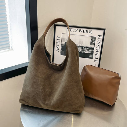 Retro Suede Versatile Tote Bag Matte For Women