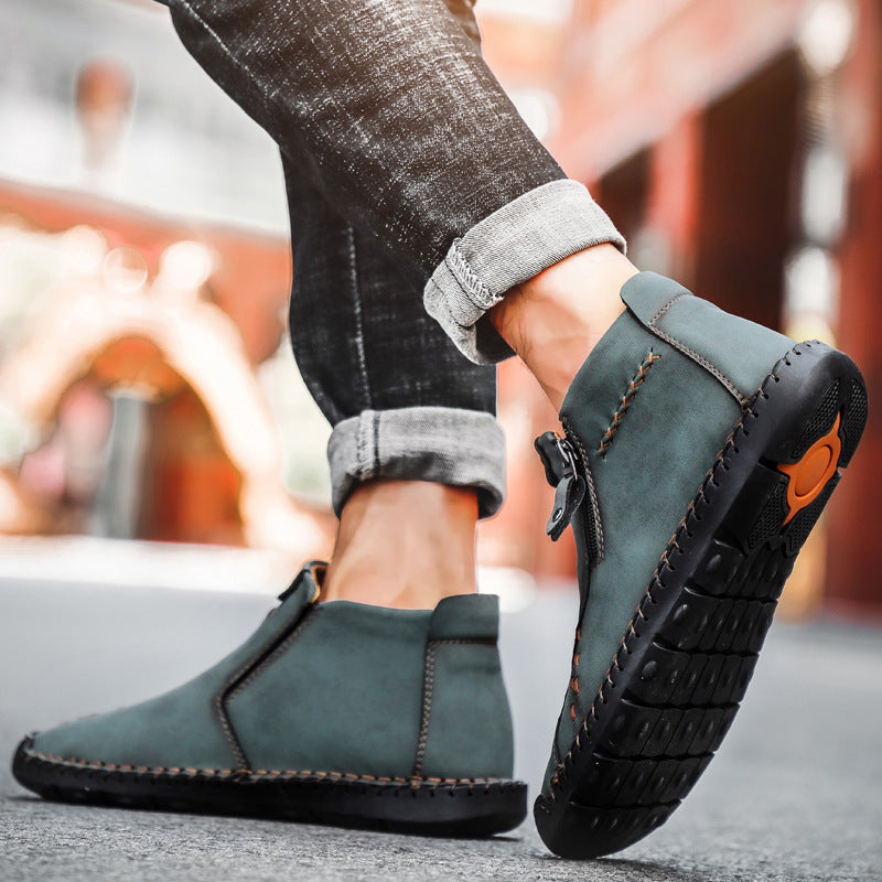 Men's Hand-stitched High-top Men's Shoes Large Size Outdoor