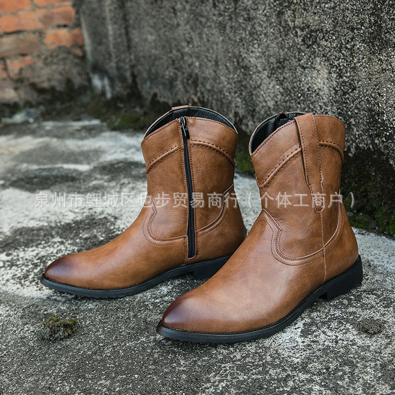 Retro High-top Leather Shoes Ankle Boots Casual