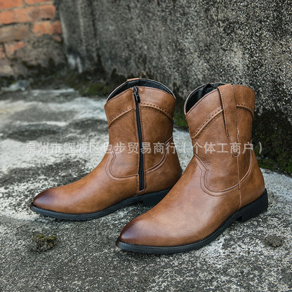 Retro High-top Leather Shoes Ankle Boots Casual