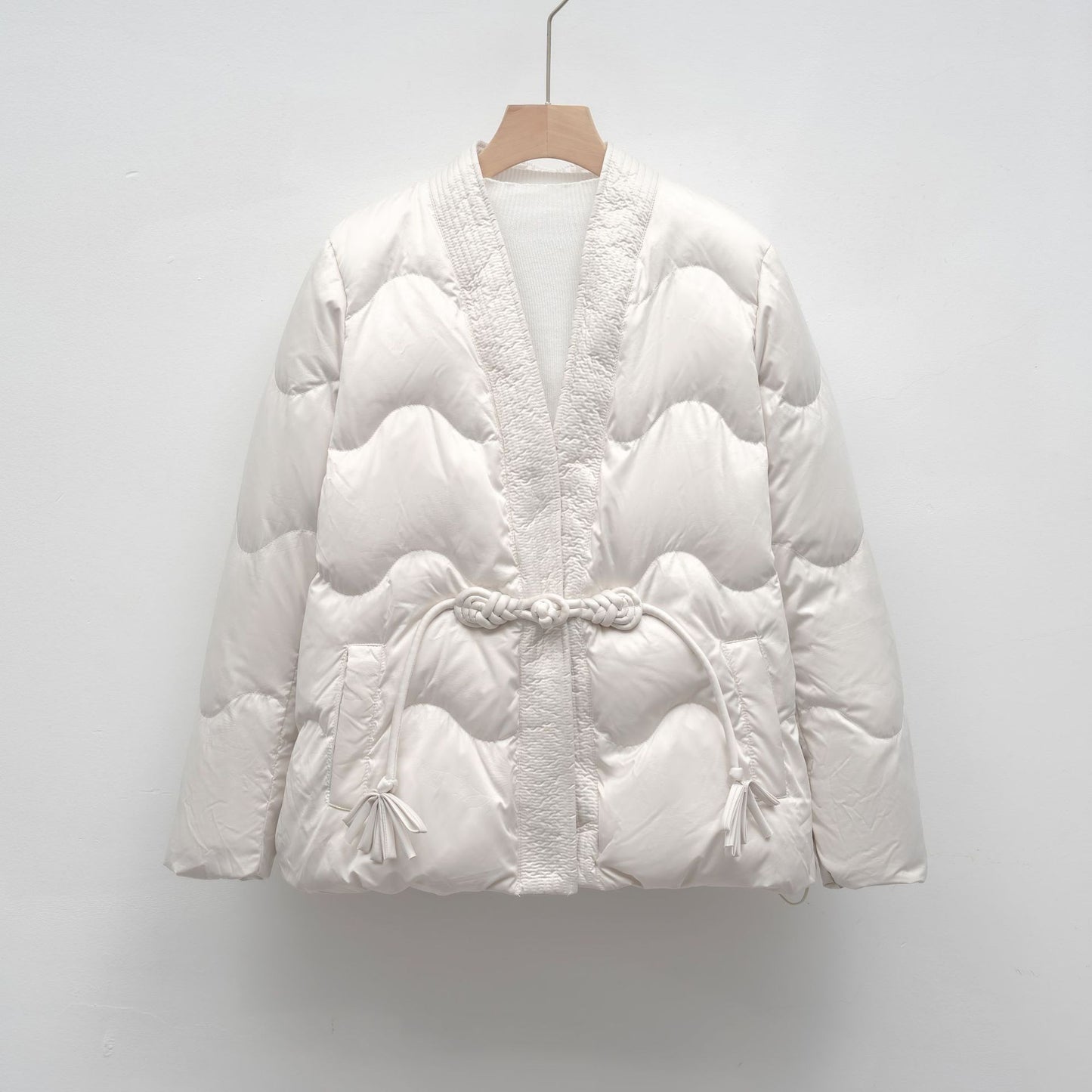 Casual Autumn And Winter Minimalist Chinese-style Solid Color V-neck Loose Jacket