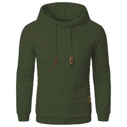 Men's Jacquard Hooded Sweater Long-sleeved Hoodie Warm Solid Sports Top