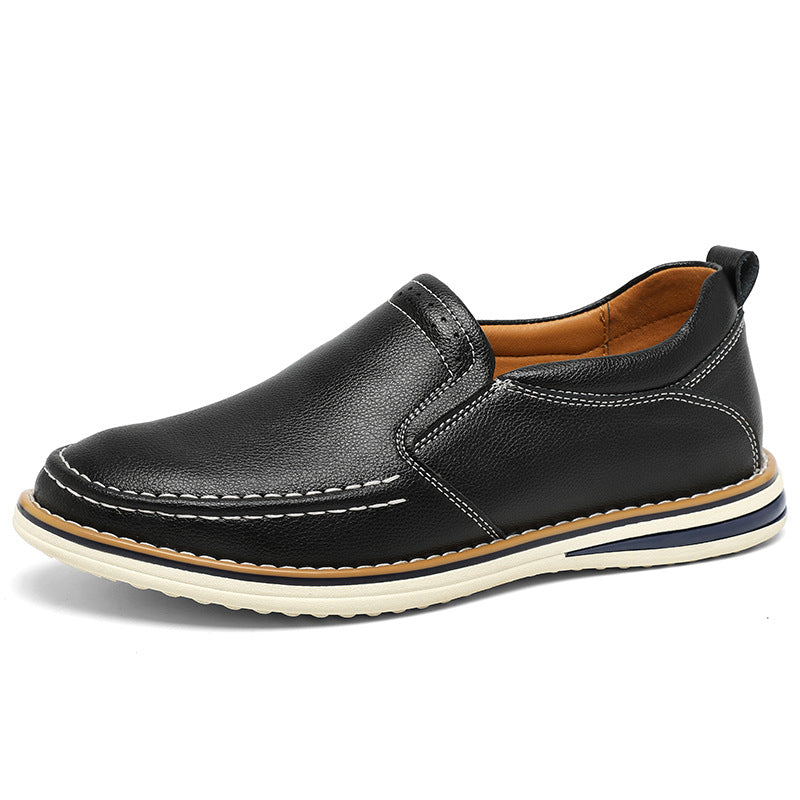 Hand-sewn Casual Leather Slip-on Bean Shoes