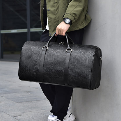 Men's Fashion Personalized Outdoor Sports Crocodile Pattern Travel Bag