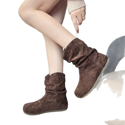 Retro Versatile Round-toe Slim Martin Boots For Women