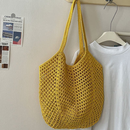 Casual Large Capacity Cotton Thread Woven Bag