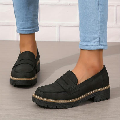 Women's Solid Color Fashionable Thick-soled Loafers