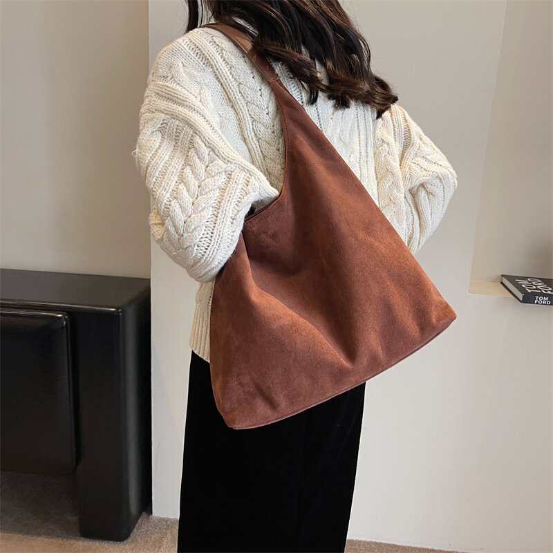 Retro Suede Versatile Tote Bag Matte For Women