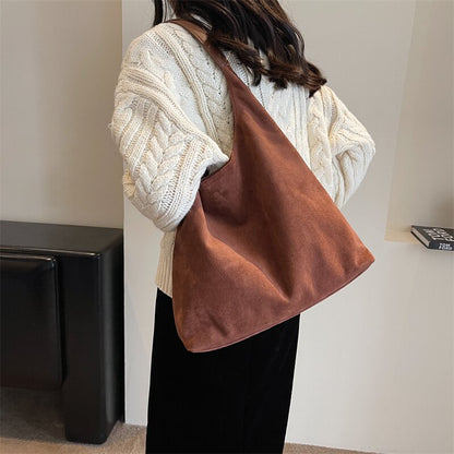 Retro Suede Versatile Tote Bag Matte For Women