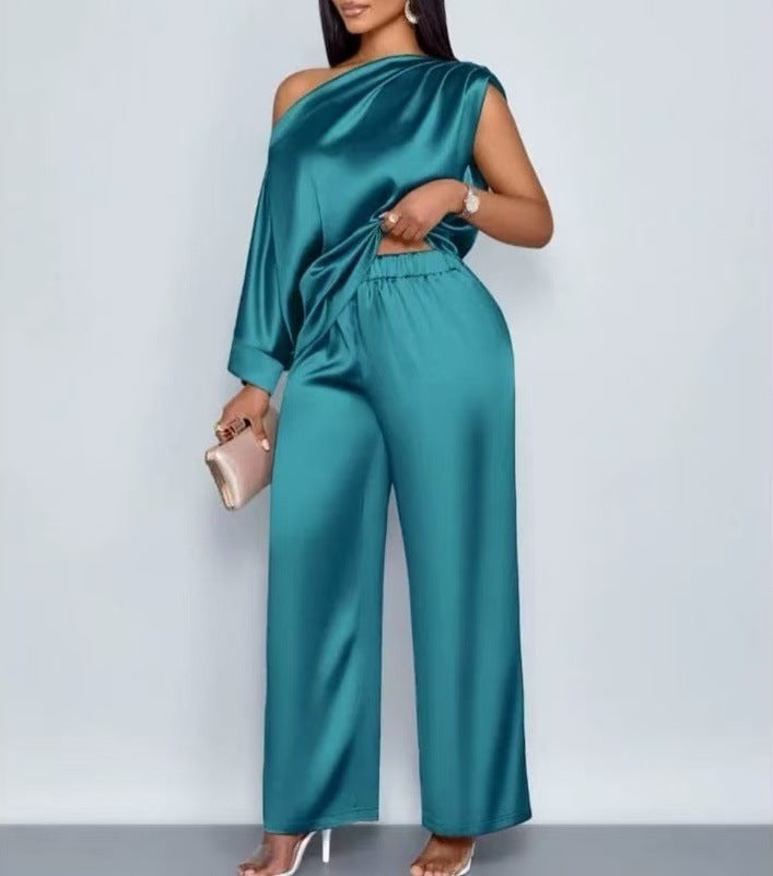 Fashion Casual Women's Satin Suit