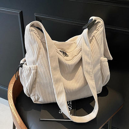 Corduroy Tote Women's Large Capacity Simple Messenger Bag