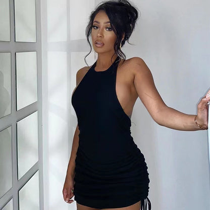 Sexy Halter-Neck Lace-up Backless High-Waist Sheath Dress