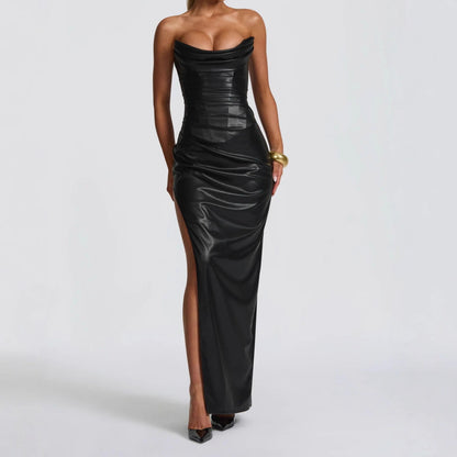 Women's Back-tie Tube Top Dress With Side Slit