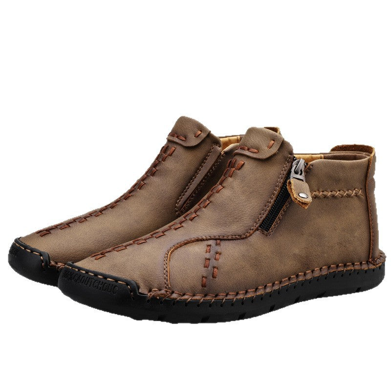 Men's Hand-stitched High-top Men's Shoes Large Size Outdoor