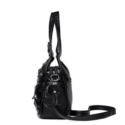 Women's Large Capacity Washed Leather Handbag