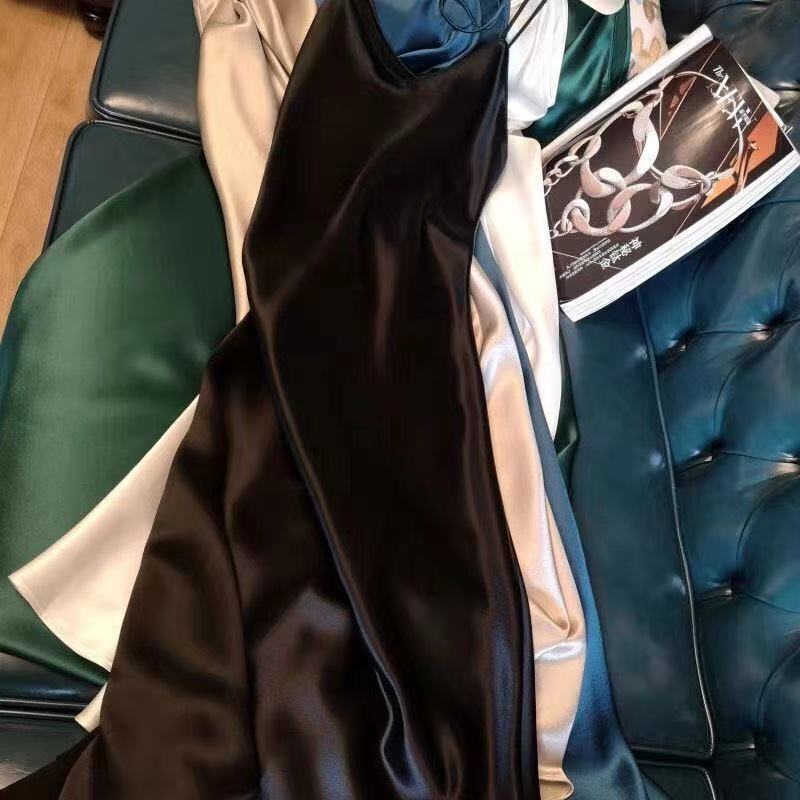 Triacetate Dress Long Satin Suspender Skirt