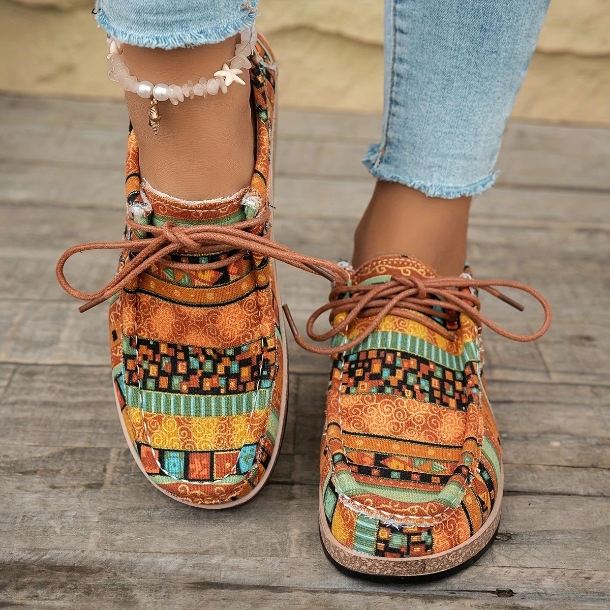Thick-soled Large-size Colorful Casual Ethnic Retro Sneakers