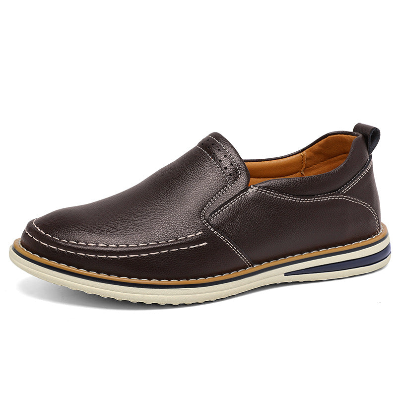 Hand-sewn Casual Leather Slip-on Bean Shoes