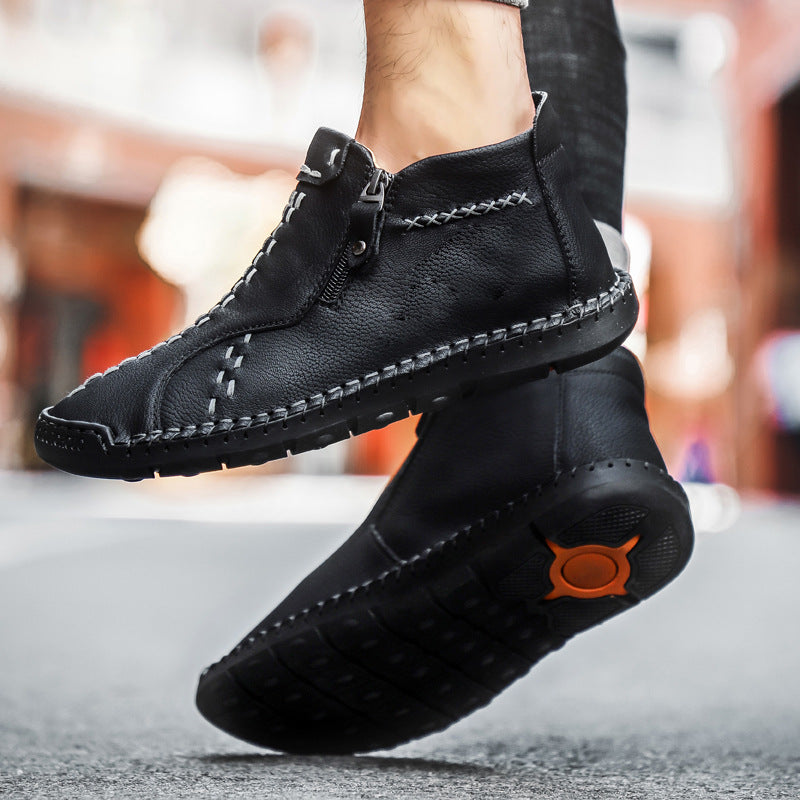 Men's Hand-stitched High-top Men's Shoes Large Size Outdoor