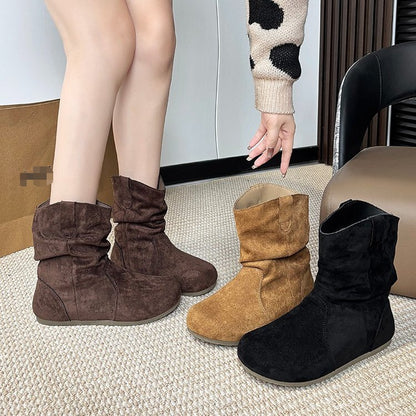 Retro Versatile Round-toe Slim Martin Boots For Women