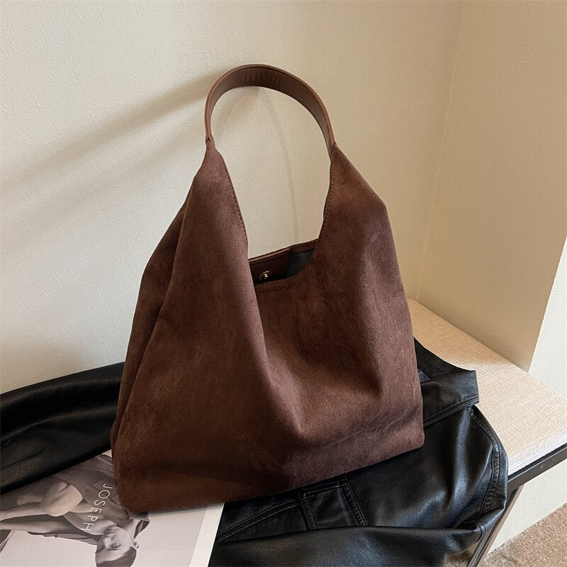 Retro Suede Versatile Tote Bag Matte For Women