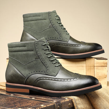 British Style Retro Martin Boots Mid-top Carved Men's