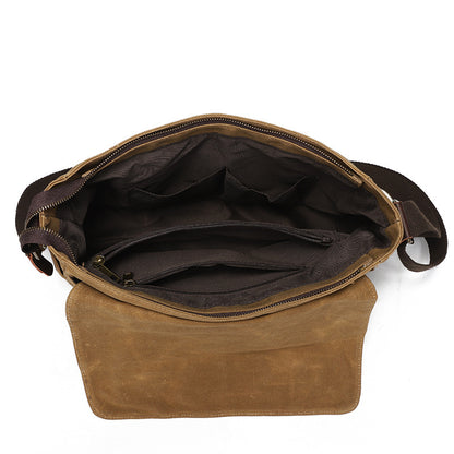 Water Repellent Waxed Camera Bag Cowhide