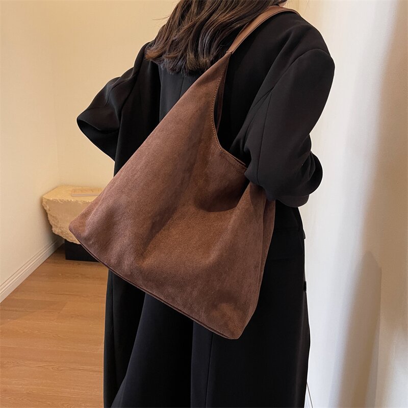 Retro Suede Versatile Tote Bag Matte For Women
