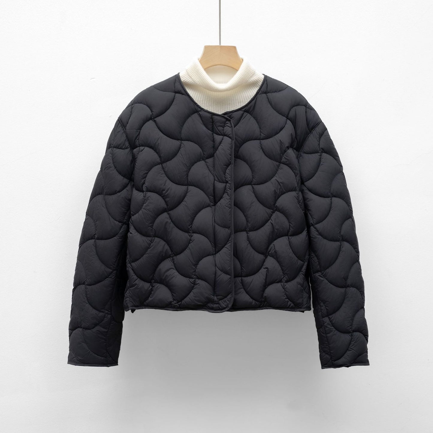 Loose Minimalist Style Lightweight Round Neck Short Jacket