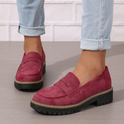 Women's Solid Color Fashionable Thick-soled Loafers