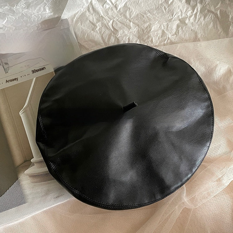 Brown Beret Women's Large Head Circumference Leather