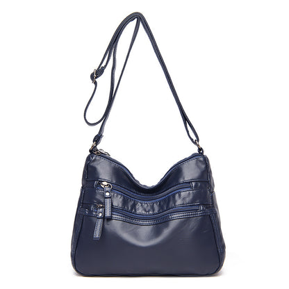 Real Washed Leather Classic Solid Color Soft Leather Versatile Casual One-shoulder Crossbody Bag