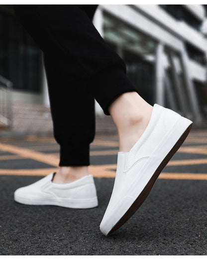 Breathable Flat Casual Sports Leather White Shoes