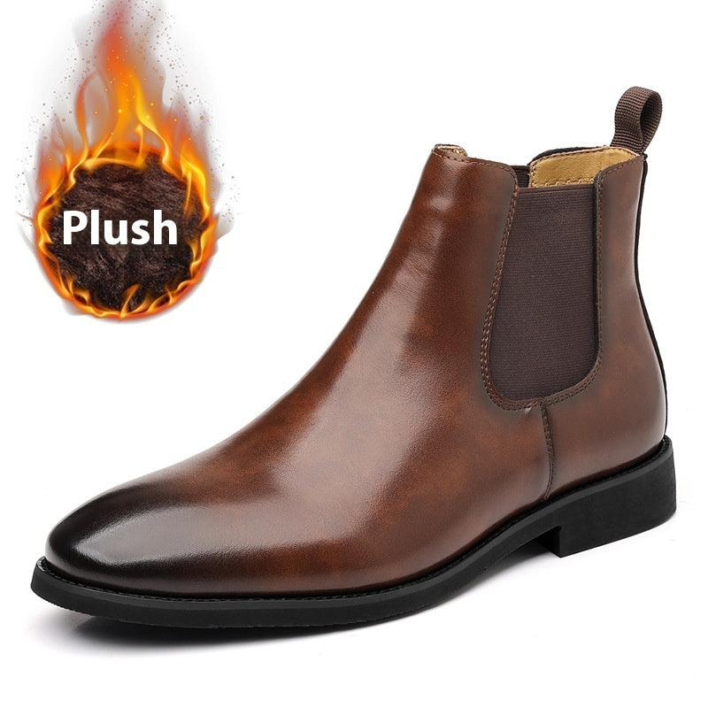British Retro Chelsea Men's Fleece-lined Leather Boots