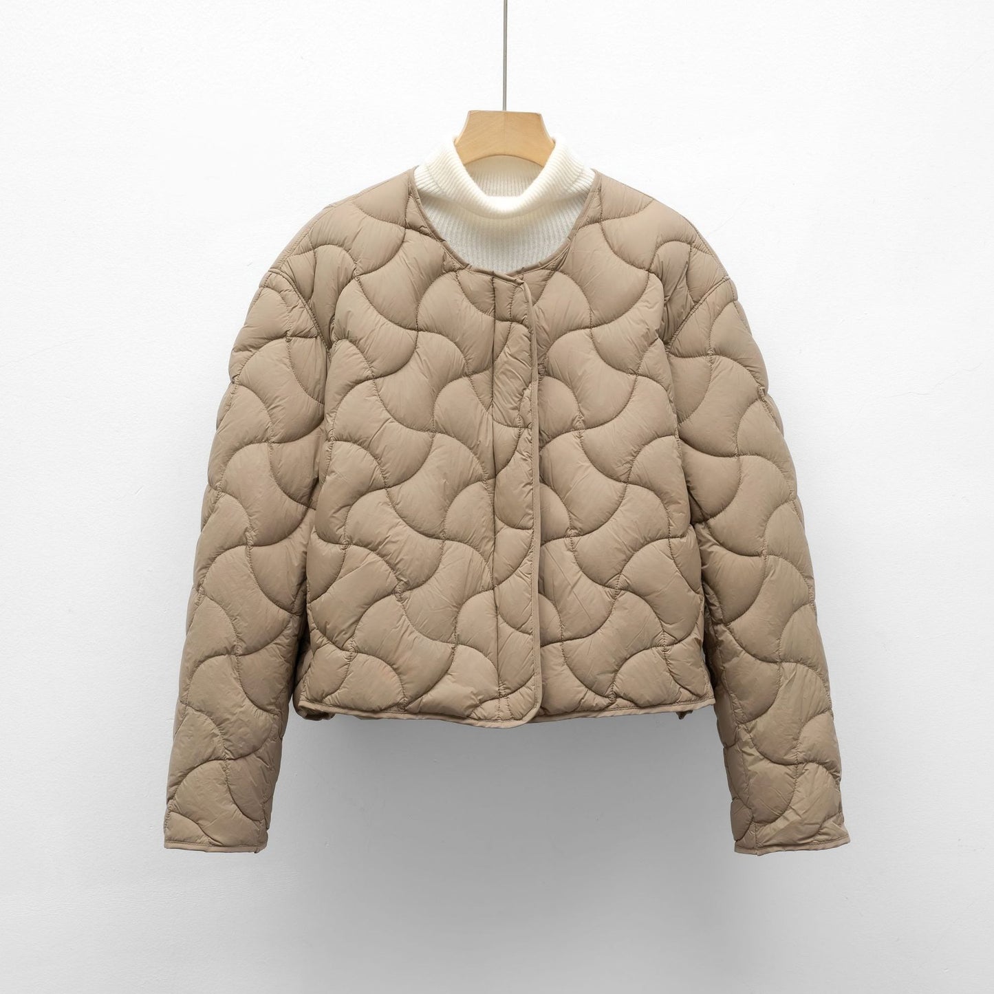 Loose Minimalist Style Lightweight Round Neck Short Jacket