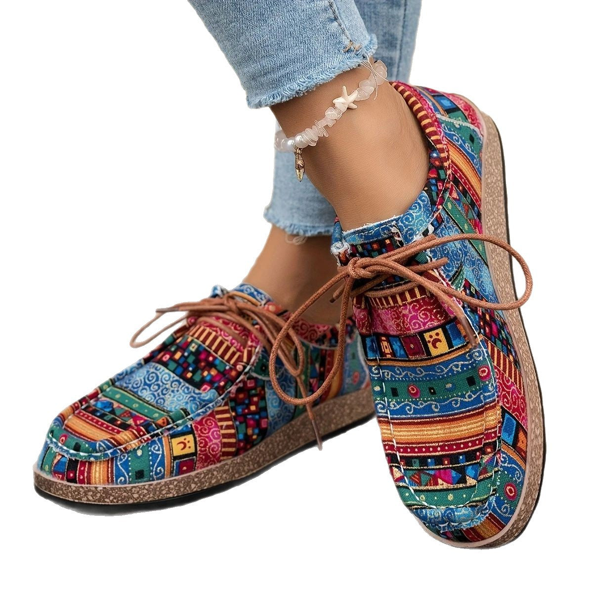 Thick-soled Large-size Colorful Casual Ethnic Retro Sneakers