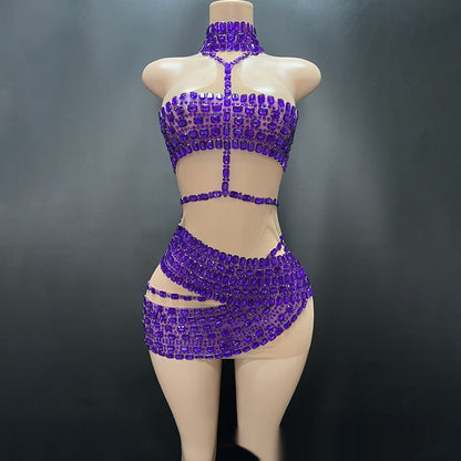 High-end And Fashionable Rhinestone Tube Top Short Skirt Top Vest