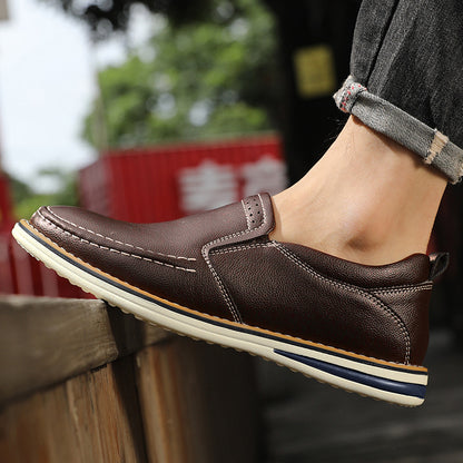 Hand-sewn Casual Leather Slip-on Bean Shoes