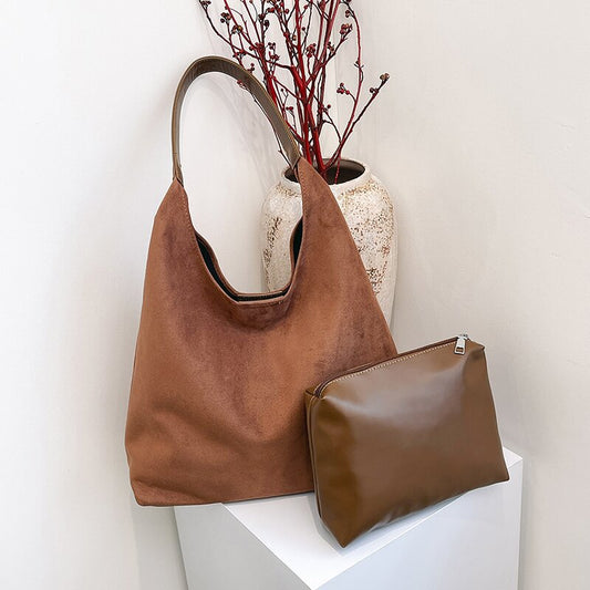 Retro Suede Versatile Tote Bag Matte For Women