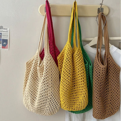 Casual Large Capacity Cotton Thread Woven Bag
