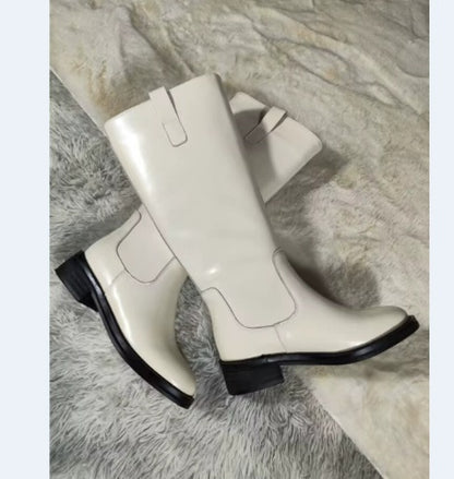 Autumn And Winter Low Heel Large Tube Circumference Boots