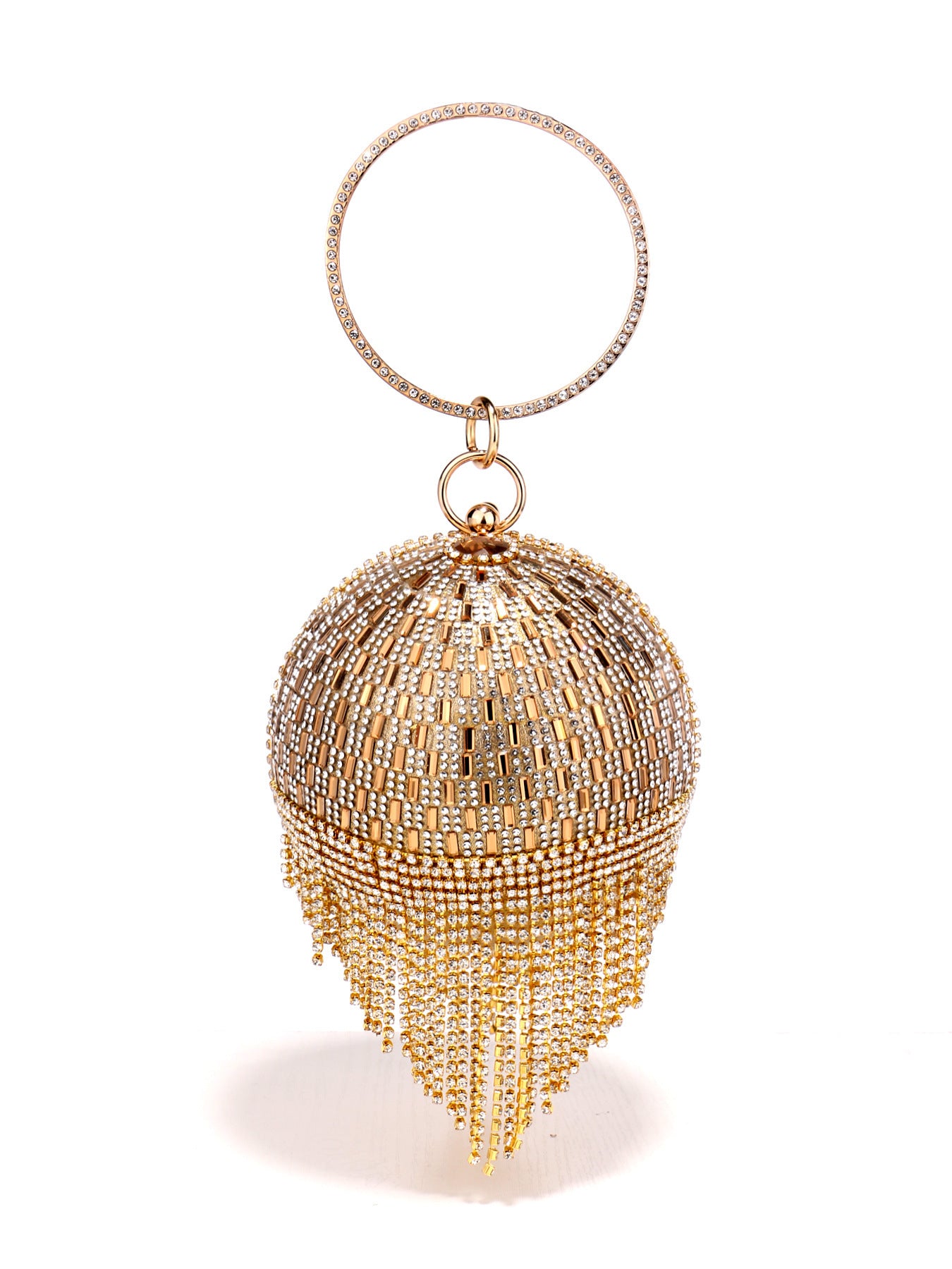 Shining Rhinestone Round Tassel Dinner Bag Women's Fashion
