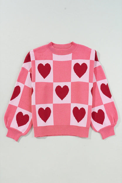 Women's Sweet Plaid Thermal Colorblock Crewneck Sweater