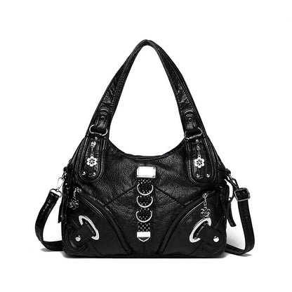 Women's Large Capacity Washed Leather Handbag