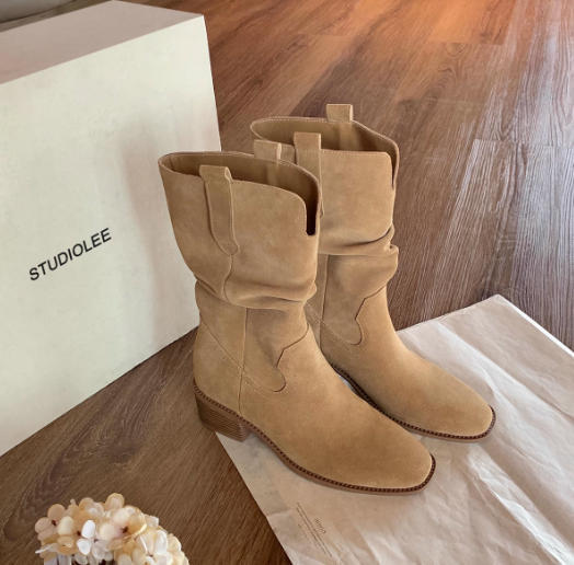 Leather Small Hight Increasing Martin Boots