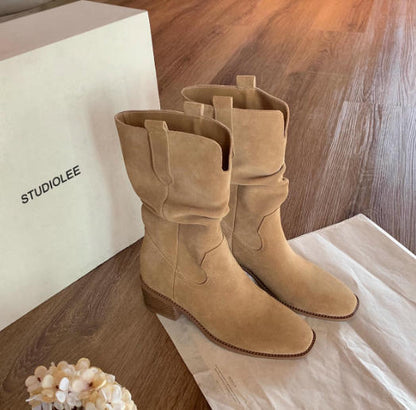 Leather Small Hight Increasing Martin Boots